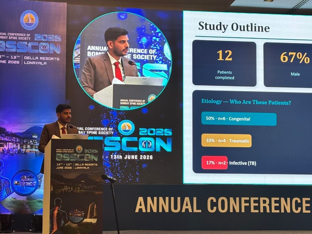 Dr Nikhil Oza presenting a clinical study at BSSCON 2026, Lonavala